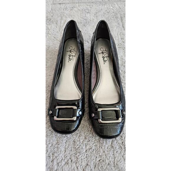 LifeStride Women's Black Square Toe Buckle Front Block Heeled Loafers Size 8M - Picture 1 of 7